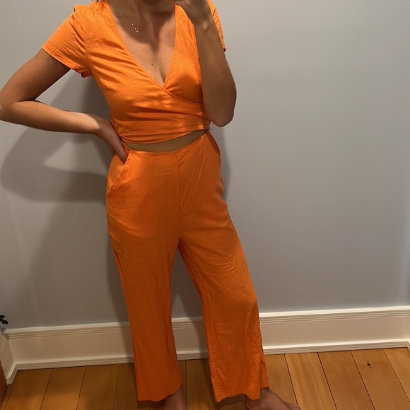 Urban Outfitters Pants - Urban Outfitters Orange Linen Jumpsuit